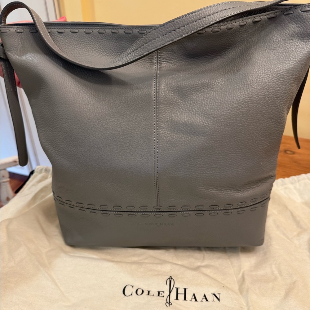 Cole Haan Gray Structured Leather Tote